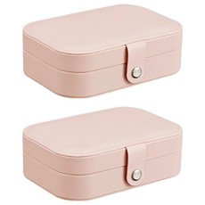 PU皮革雙層首飾收納盒/旅行便攜珠寶盒 16 x 11.5 x 5cm, 粉色, 2個