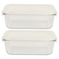 페블리 직사각 유리 밀폐용기, 2개, 850ml