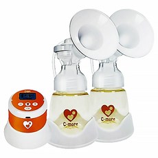 C-more 新貝樂 小橙樂 三合一雙邊電動吸乳器 180ml 雙邊吸乳 舒適集乳, 1組, 橙色
