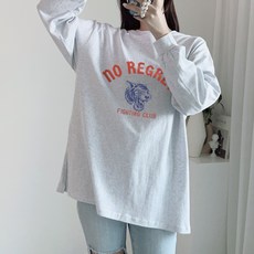 이지스튜디오 여성용 통기성 F트임 리그릿 타이거 오버핏 긴팔 티셔츠