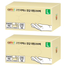 comet 乳膠手套 200入, 大(L), 白色, 2盒