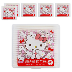 Sanrio 三麗鷗 Hello Kitty 細紙軸棉花棒, 200支, 6盒