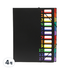 Tree 레인보우 인덱스 도큐먼트 인덱스홀더파일, 혼합 색상, 4개