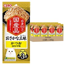 INABA CIAO 啾嚕 豪華魚三昧餐包, 180g, 16個, 鰹魚 + 干貝