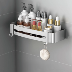 太空鋁置物架 四方籃, 32.4 x 11.9 x 4.4cm, 灰色, 銀色, 1個