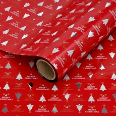 크리스마스 비닐 증착롤 포장지 53cm x 17m, 메리트리 레드, 1개