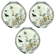 P&K Korea 高級螺鈿手持鏡, 3個, 草蟲圖