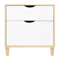 HOPMA 合馬家具 台灣製造 桌邊矮櫃 收納置物櫃 沙發邊櫃 雙層化妝櫃 床頭櫃 美背現代斗櫃, PC-B-SL201MPW-T, 楓木配白, 54cm, 2抽, 1個