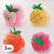 Market Plan 柔軟飽滿水果泡泡沐浴球 4種組, 3套, 混色