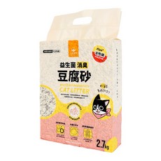 DOG CAT STAR 汪喵星球 益生菌消臭條型豆腐砂, 遇水速凝結 沖水崩解 五重除塵 2.7kg, 1袋, 無香