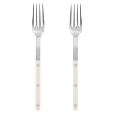 沐慕家居 304不鏽鋼 法式餐具 餐叉 23.5 x 1.7cm, 奶白, 2支