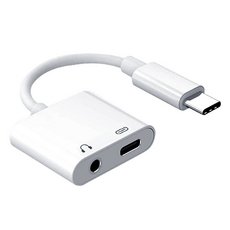 Seoga 3.5mm+Type-c雙孔轉接頭, 白色的