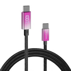 애니존 Aurora LCD 디스플레이 PD PPS 100W C to C 초고속 충전 케이블, 핑크, 1개, 2m