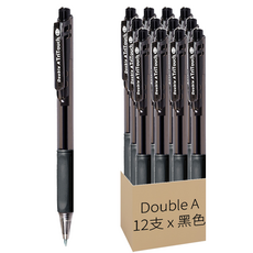 Double A 按壓式原子筆0.5mm, 黑色, 12支