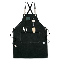 Diocell 優質簡約帆布口袋圍裙, 黑色, 1個