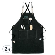 Diocell 優質簡約帆布口袋圍裙 2pcs 1set, 黑色, 2個