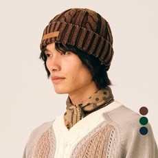 세터 남녀공용 로고 와펜 다이드 면 비니