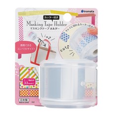 inomata 紙膠帶滾筒收納盒 附切割器, 1個, 透明色