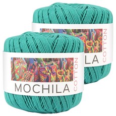 brandyarn Mochila系列 棉針織線，藍綠色 50克/1入，韓國產, 2捲