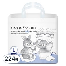 모모래빗 에코드라이 썸머 팬티 기저귀 아동용, 대형(L), 224매