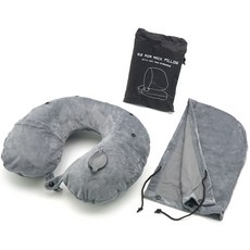 ACEPEED 便攜式U型充氣枕 C71 + 收納袋組, 灰色(充氣枕), 1套