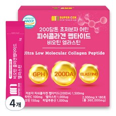슈퍼쎈 200달톤 초저분자 어린피쉬콜라겐 펩타이드 비오틴 엘라스틴, 360g, 4개