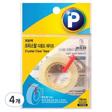 프린텍 크리스탈 다용도 테이프 리필 18mm x 20m + 엔드링, 4개