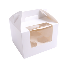 宅家商人 4格瑪芬盒 + 瑪芬模具組合, 白色, 50套