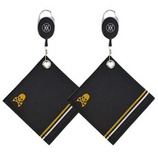 WITIKOKO 骷髏圖案伸縮高爾夫隨身擦手巾 2p, 黑色, 黑色