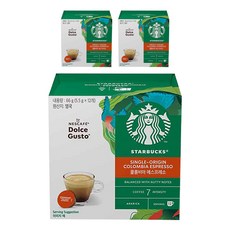 스타벅스 돌체구스토 싱글오리진 콜롬비아 에스프레소 캡슐커피, 5.5g, 12개입, 3개