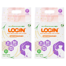 LOGIN 洛格 強效除臭稻殼貓砂 1.5mm, 無香精, 2.5kg, 2包