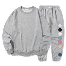 ILLUSO 男女通用柔軟特級雙面棉大學T + 下擺鬆緊帶褲子套裝