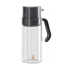 couselect 一鍵開蓋 噴倒兩用玻璃油壺 12.4 x 6.9 x 21.5cm 深灰色, 550ml, 1個