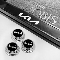 HYUNDAI MOBIS 現代摩比斯 KIA 鑽孔車牌框 + 鍍鉻螺絲 全套組, 1套, 黑色
