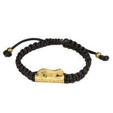 咬錢虎手鍊 - 中性黑束口款 銅鍍金纖維繩