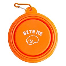 BITE ME 寵物折疊外出碗, 橘色, 1個