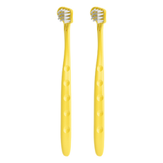 MDB 幼兒用3D牙刷 / 舌苔清潔器兩用, 黃色, 1入, 2個