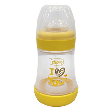 Chicco Perfect 5 完美防脹PP奶瓶 小單孔, 黃色, 150ml, 1個