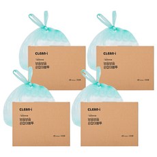 크린아이 보송보송 뽑아쓰는 손잡이 봉투 베이비파우더향 4호 200매, 18L, 4개