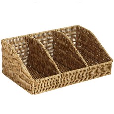 藤編3格收納籃, 單一顏色, 1個