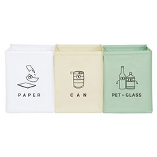 分類垃圾回收箱 3入, 1個, 混合顏色