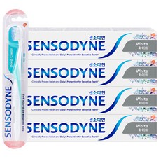 SENSODYNE 舒酸定 亮白潔淨牙膏4入+亮白牙刷隨機出貨, 1組