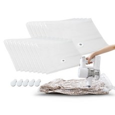 Kano 棉被真空壓縮袋組 M 55*100cm 8入+L 85*100cm 5入+封口夾 5入, 1組