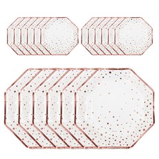 Joyparty 星星印花6角形派對餐盤 23cm 玫瑰金, 3個, 6件