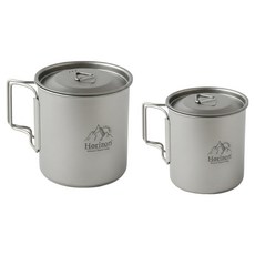 Horizon 天際線 純鈦馬克杯組大小雙杯組 堆疊收納方便 防鏽防油垢 一體成形噴砂工藝 安全無毒 易於清潔 抗蝕性佳, 1組, 銀色