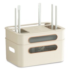 Beurrureikeu 2層路由器機上盒電線收納盒, 米色, 1個
