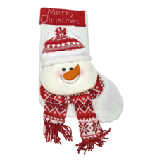 紅白大臉聖誕襪-雪人 聖誕裝飾, 42 x 29cm, 1個