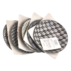 THE MODERN JAPANISM 日本美濃燒 深盤組 5件式 日本製, 5件組深盤, 小紋 白色 + 黑色, 1組