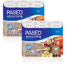 PASEO 4層安心廚房紙巾, 100張, 12捲