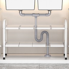 마켓플랜 폭조절 다용도 싱크인 철제 선반, 화이트, 1개